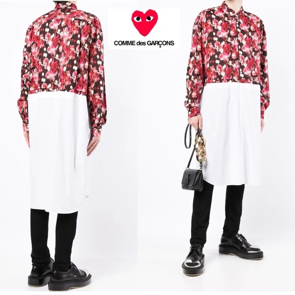 COMME des GARÇONS HOMME PLUS 100% Cotton Poplin Floral Print Shirt Sz. Small NWT - Picture 1 of 16